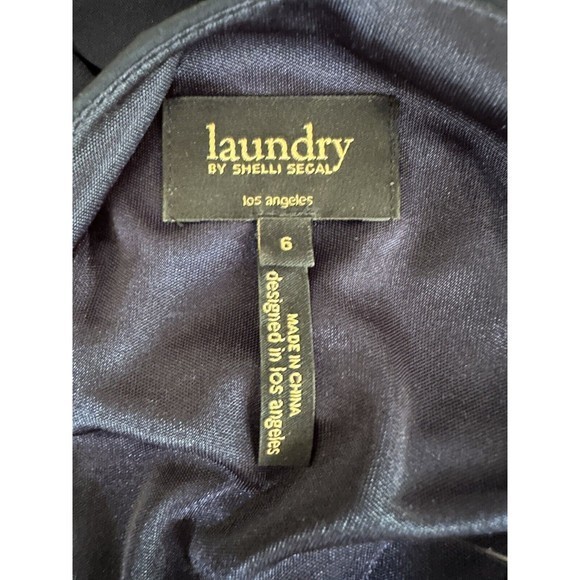 Laundry By Shelli Segal‎ Woman's Navy Blue Belted 3/4 Sleeve Dress , Size 6 - Picture 3 of 5